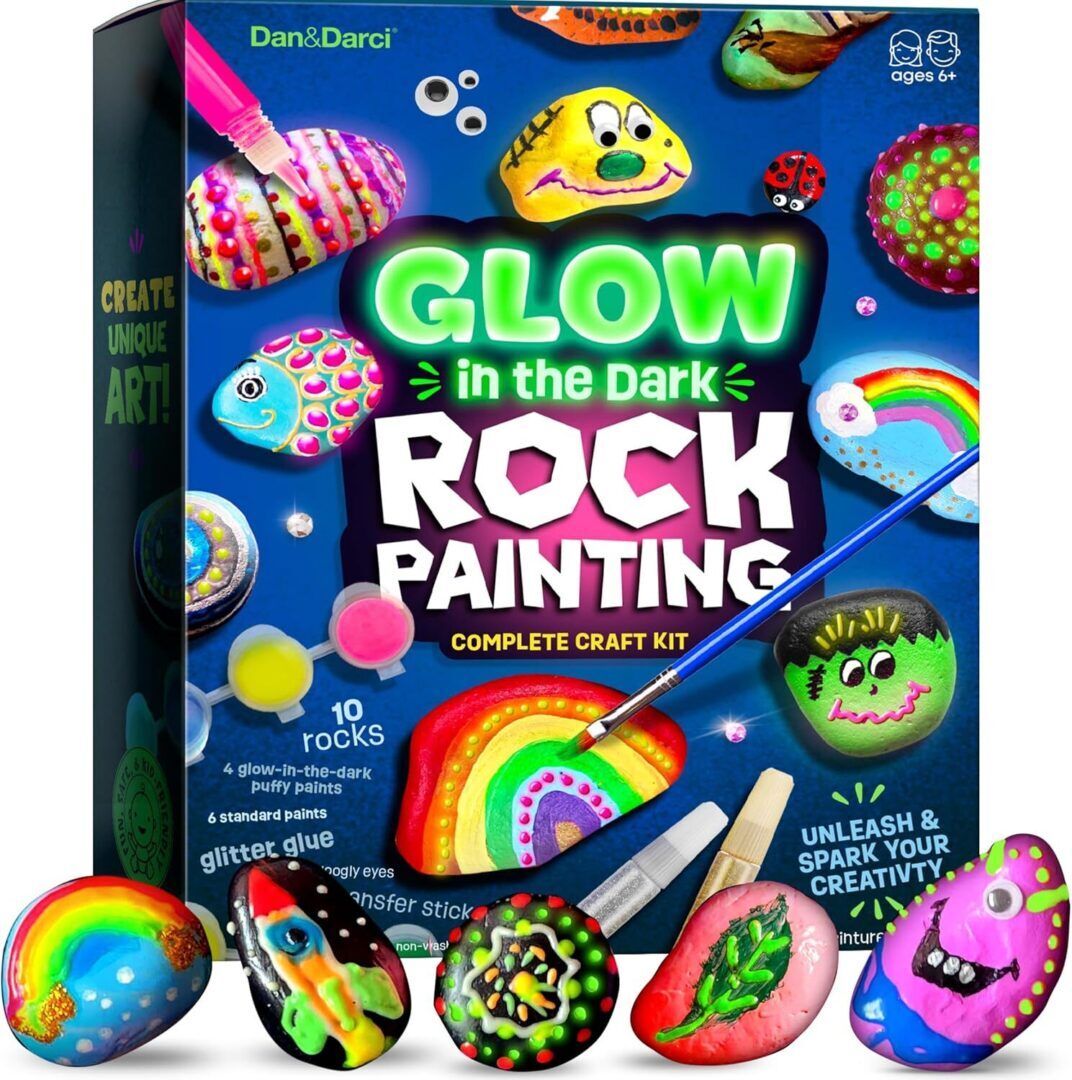 Glow in the Dark Rock Painting Kit - Perfect Christmas Arts & Crafts Gift for Kids Ages 6-12 - Creative Fun for Boys and Girls! - Image 1
