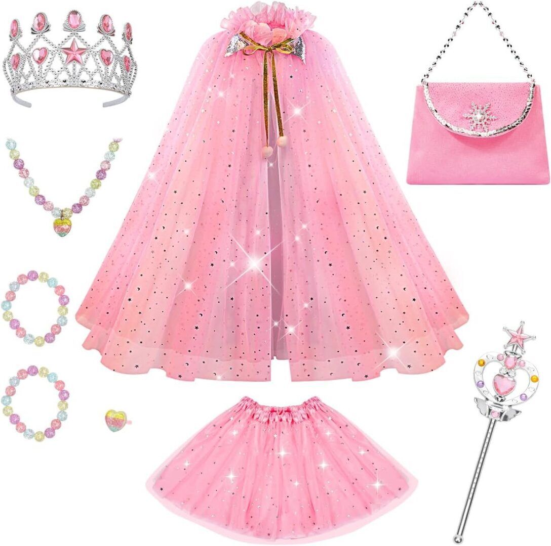 11-Piece Princess Dress-Up Set for Girls - Enchanting Capes, Crowns, and Dresses for Ages 3-8 - Perfect Birthday Gift! - Image 1
