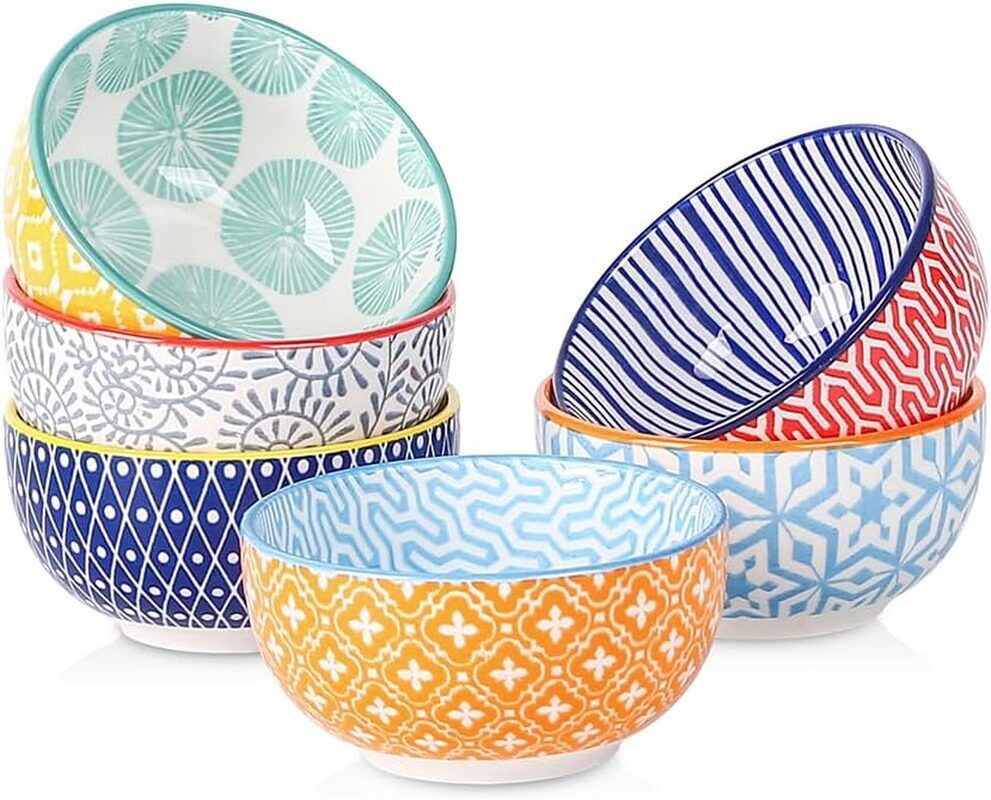 36712b5e52d877132f74a8174a7bf25f.jpg Vibrant Ceramic Dipping Bowls Set - 6 Assorted 4 OZ Mini Bowls for Dipping & Side Dishes, Microwave & Dishwasher Safe! - Image 1