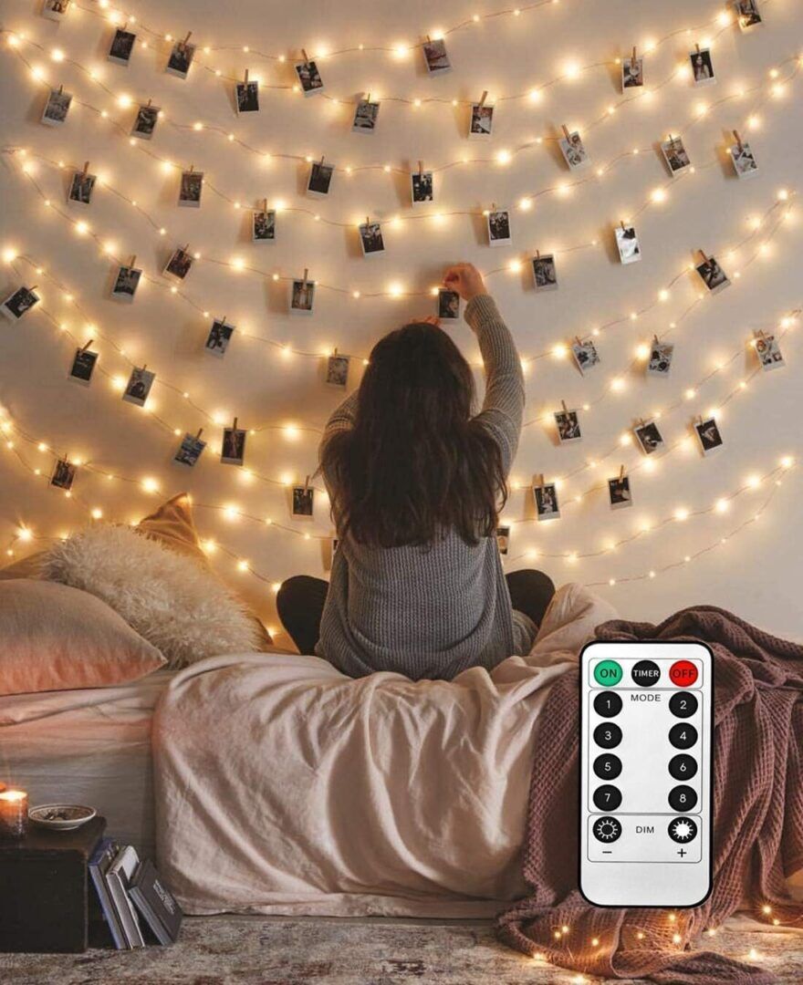 40 LED Photo Clip String Lights with Remote - 8 Modes Indoor Fairy Lights for Photos, Cards & Memos - Perfect USB Operated Warm White Bedroom Decoration Gift - Image 1