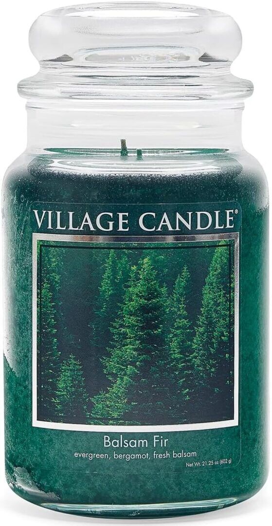 4115bef8502cd52217808cda8b37d222.jpg Balsam Fir Large Apothecary Jar Candle by - 21.25 Oz. Green Scented Bliss - Image 1