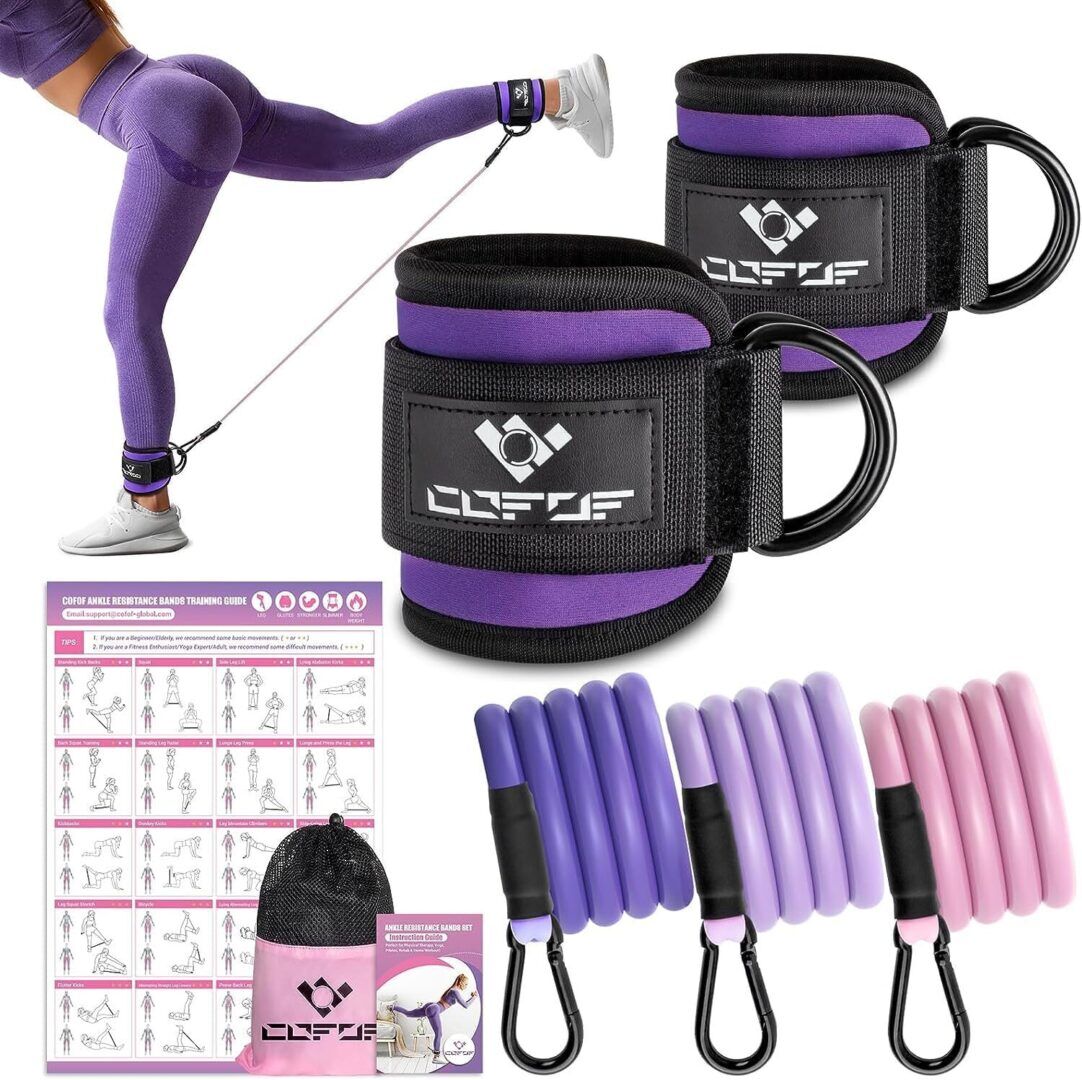 Ankle Resistance Bands with Cuffs for Working Out, Kickbacks, Hip, Leg and Glute Exercise - Training Poster Included - for Women - Image 1