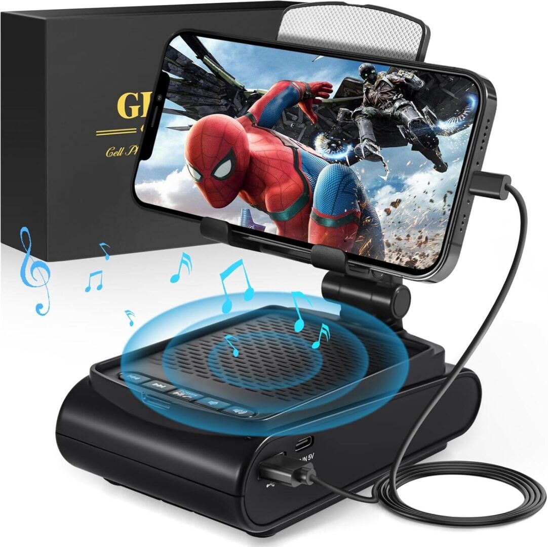 Gifts for Men, Cell Phone Stand with Wireless Bluetooth Speaker, White Elephant Gifts for Adults, Unique Mens Gifts for Birthday Christmas, Cool Gadgets for Men, Stocking Stuffers Teens Mens - Image 1