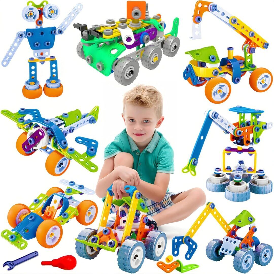 11-in-1 STEM Building Kits for Kids Ages 4-8 - Fun Educational Construction Set & Creative Learning Engineering Game - Perfect Birthday Gift for Boys 4-8 - Image 1