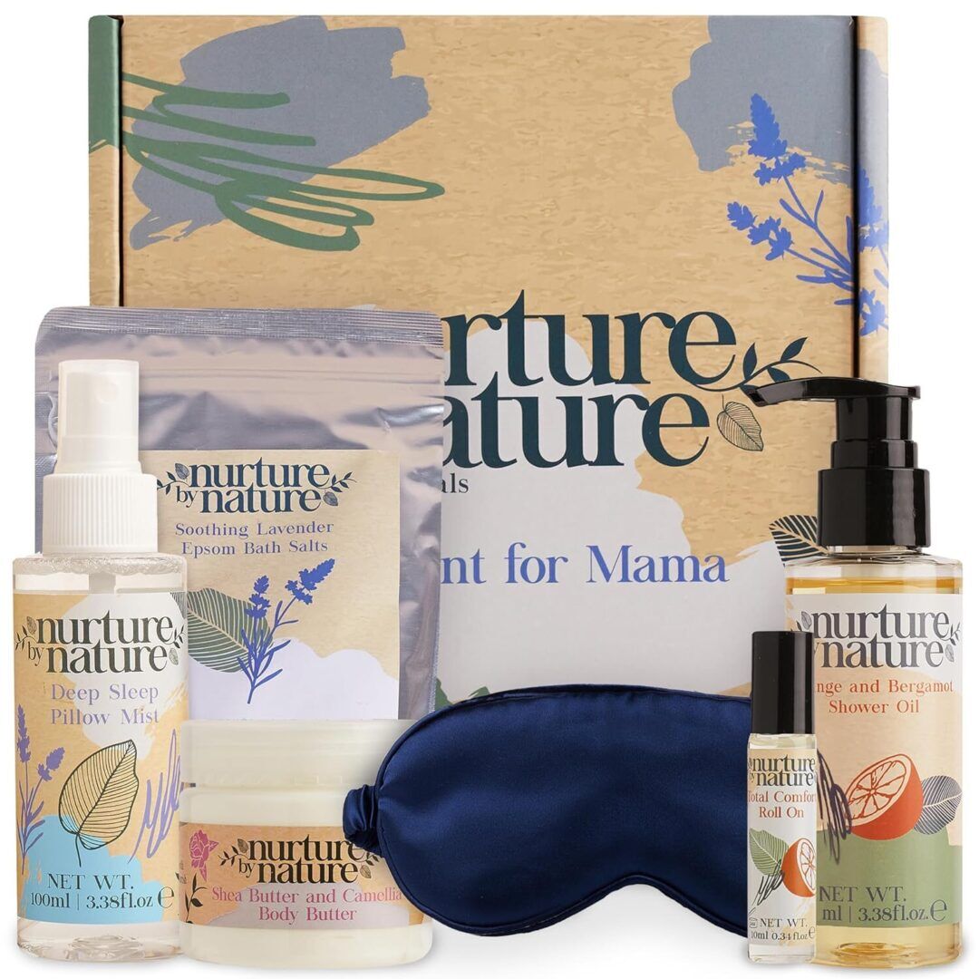 Nurture by Nature Spa Gift Set for New Moms - Relaxing Care Package with Deep Sleep Pillow Spray & Bath Salts, Vegan & Cruelty-Free Essentials - Perfect Baby Shower Gift Basket - Image 1