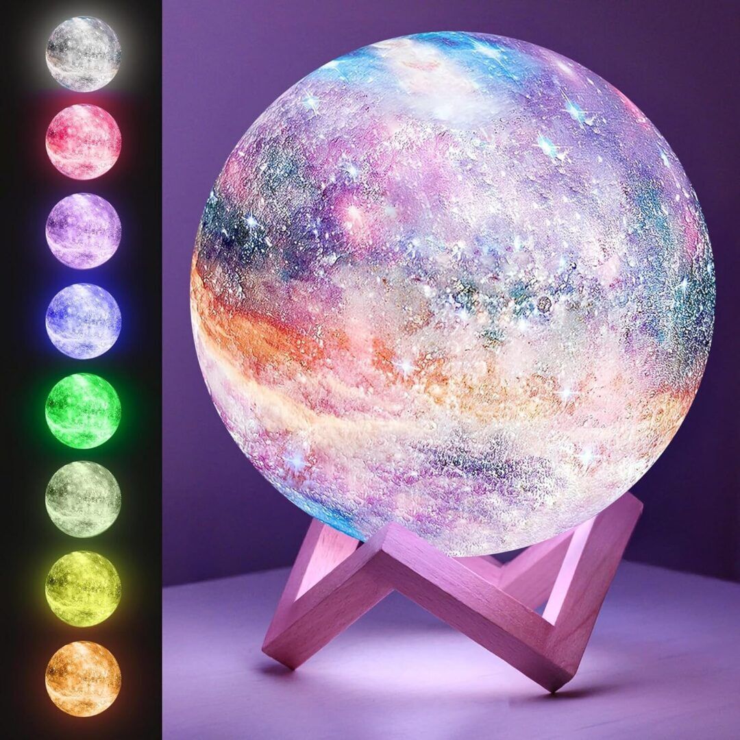 Enchanting Galaxy Moon Lamp - Color-Changing Touch & Remote Control, Stylish Wood Stand - Perfect Teen Girl Room Decor & Unique Christmas Gift for Any Age! - Image 1