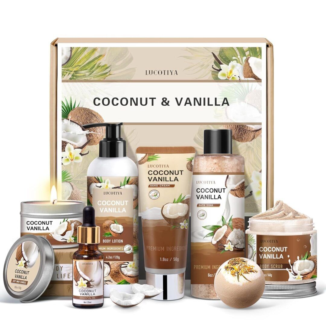 Indulge Her with a Luxurious Vanilla Coconut Spa Gift Set - Perfect Birthday & Thank You Gift for Moms, Grandmas, Girlfriends, Sisters, and Friends! - Image 1