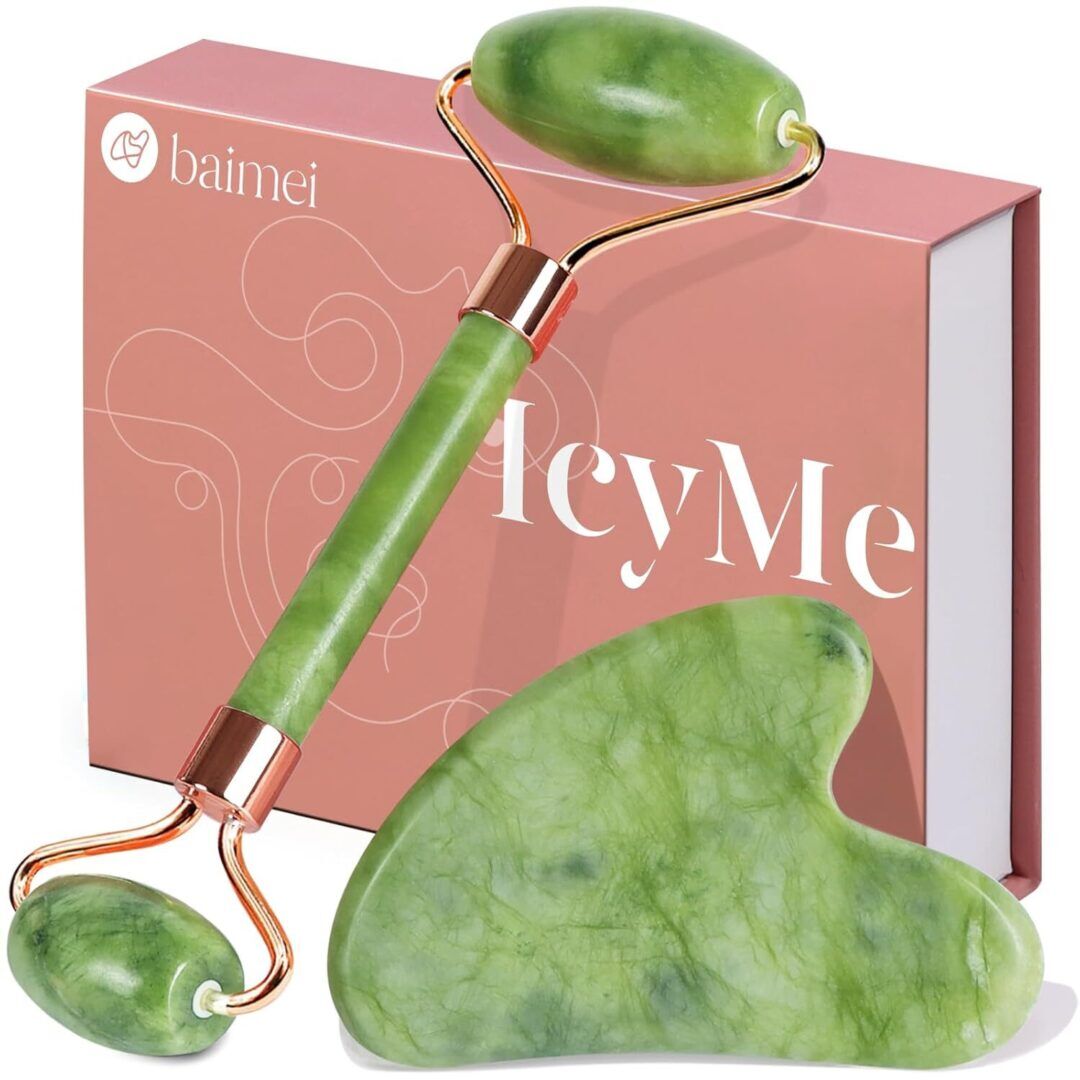 Revitalize Your Skin with  Icyme Gua Sha & Jade Roller Set – Perfect for Reducing Puffiness & Redness, Ideal Self-Care Gift for All! - Image 1