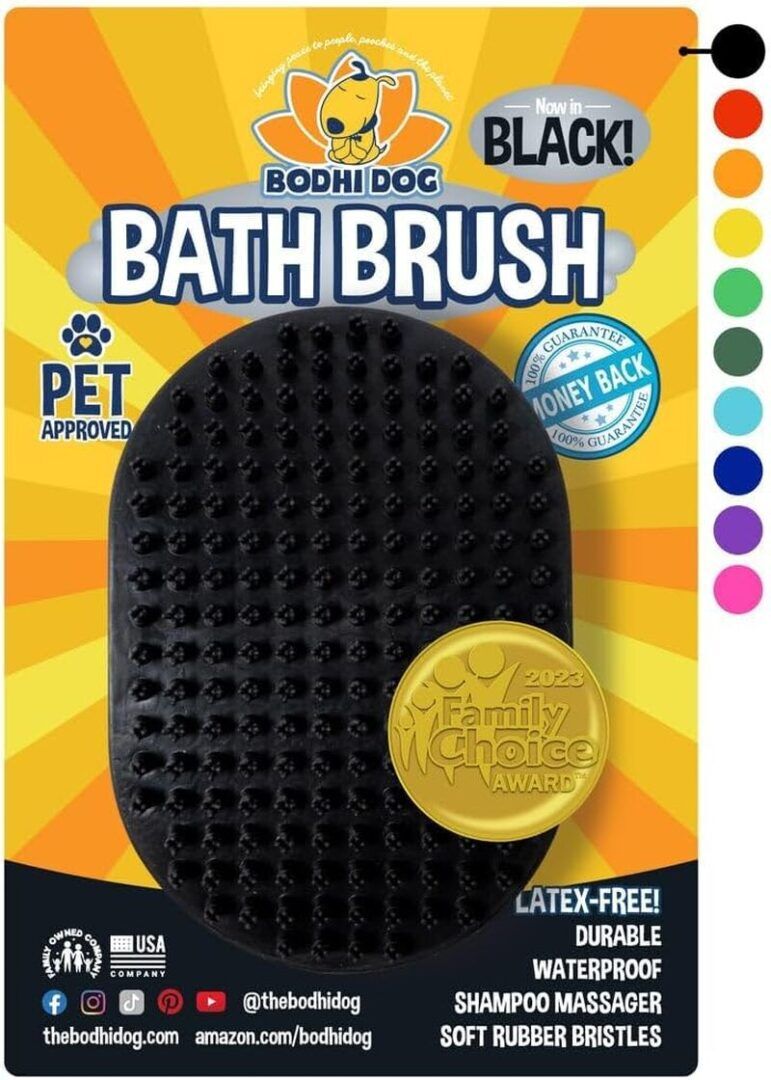 Shampoo Brush - Premium Pet Grooming & Bathing Tool for Dogs and Cats - Ideal for Long & Short Hair - Versatile Scrubber for Relaxing Showers (Black) - Image 1