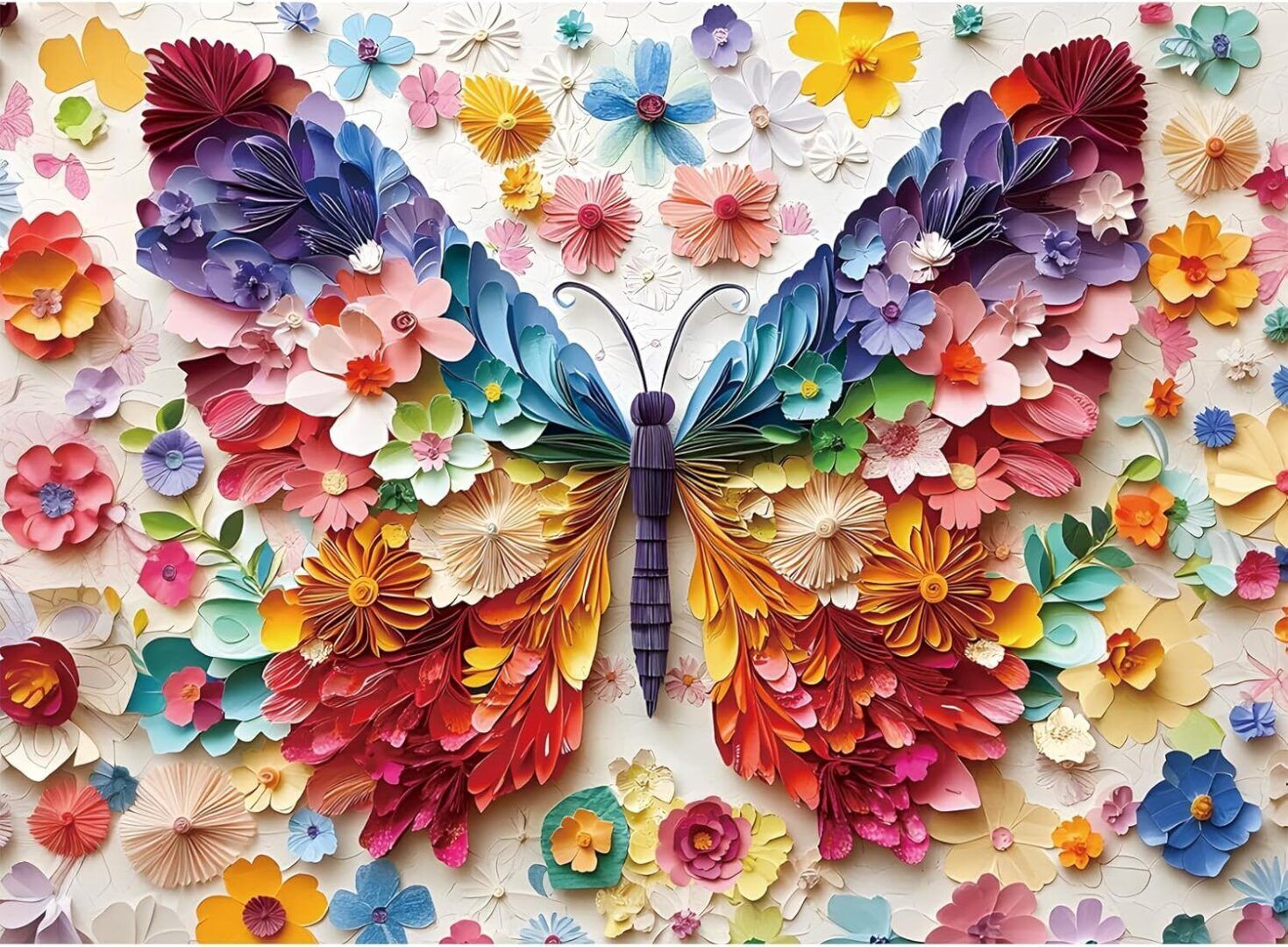 Vibrant 500-Piece Butterfly Flower Puzzle - Fun and Challenging Jigsaw for Adults and Kids, Eco-Friendly Family Game Gift, 20.5x15 Inches - Image 1