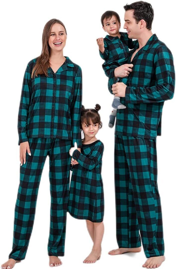 Cozy Red Buffalo Plaid Matching Family Christmas Pajamas Set - Button-Up Sleepwear for Adults & Kids - Image 1