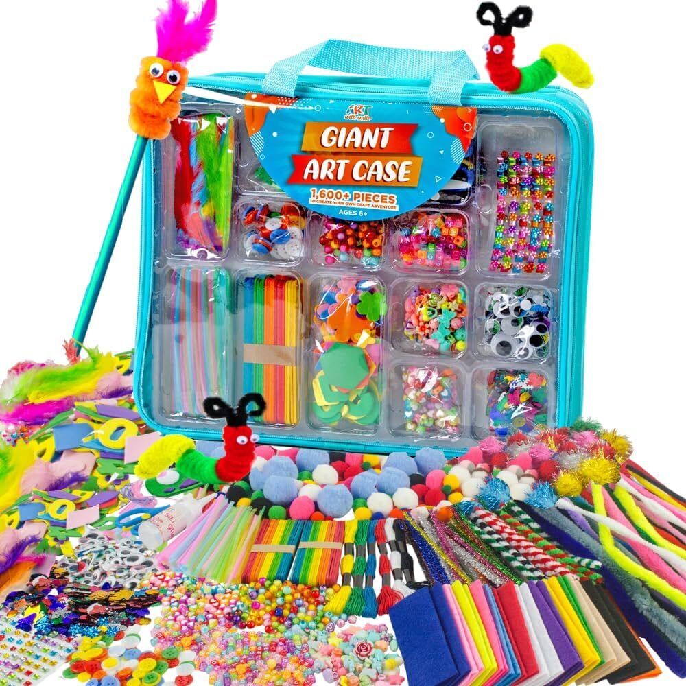 Arts and Crafts Supplies for Kid - 1600+Pcs Craft Kits for Kids - DIY School Craft Project for Kids Age 4 5 6 7 8-12 Christmas Gifts for Girls and Boys Crafts for Girls Ages 8-12 Arts Activities - Image 1