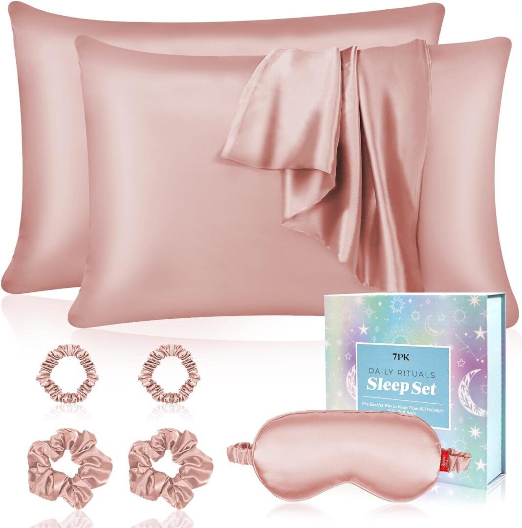 Luxury Satin Pillowcase Gift Set with Silk Sleep Mask & Scrunchies - 7 Piece Collection for Ultimate Comfort - Perfect Birthday Gift for Women & Men - Image 1