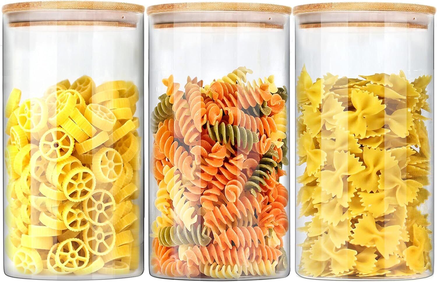 Premium 27Oz Glass Jars with Bamboo Lids - 6 Pack Airtight Food Storage Canisters for Pantry Organization - Image 1