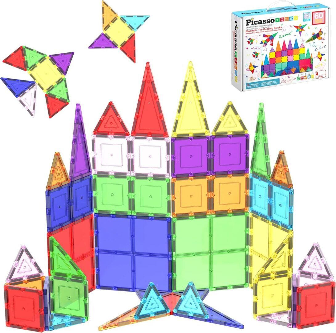 60-Piece Magnetic Building Blocks Set - Unleash Creativity with Clear 3D Tiles for Endless Educational Fun! - Image 1
