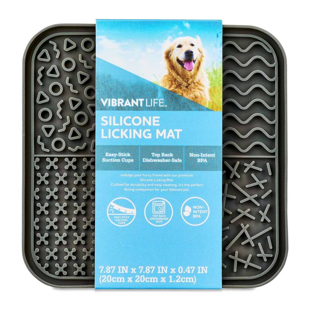 Vibrant-Life-Silicone-Lick-Mat_2be519f1-226c-448b-8356-dd38f4218ad9.8a02940c643959d4fa2d4a630d376882.jpeg Silicone Lick Mat for Dogs and Cats in Gray - Image 1