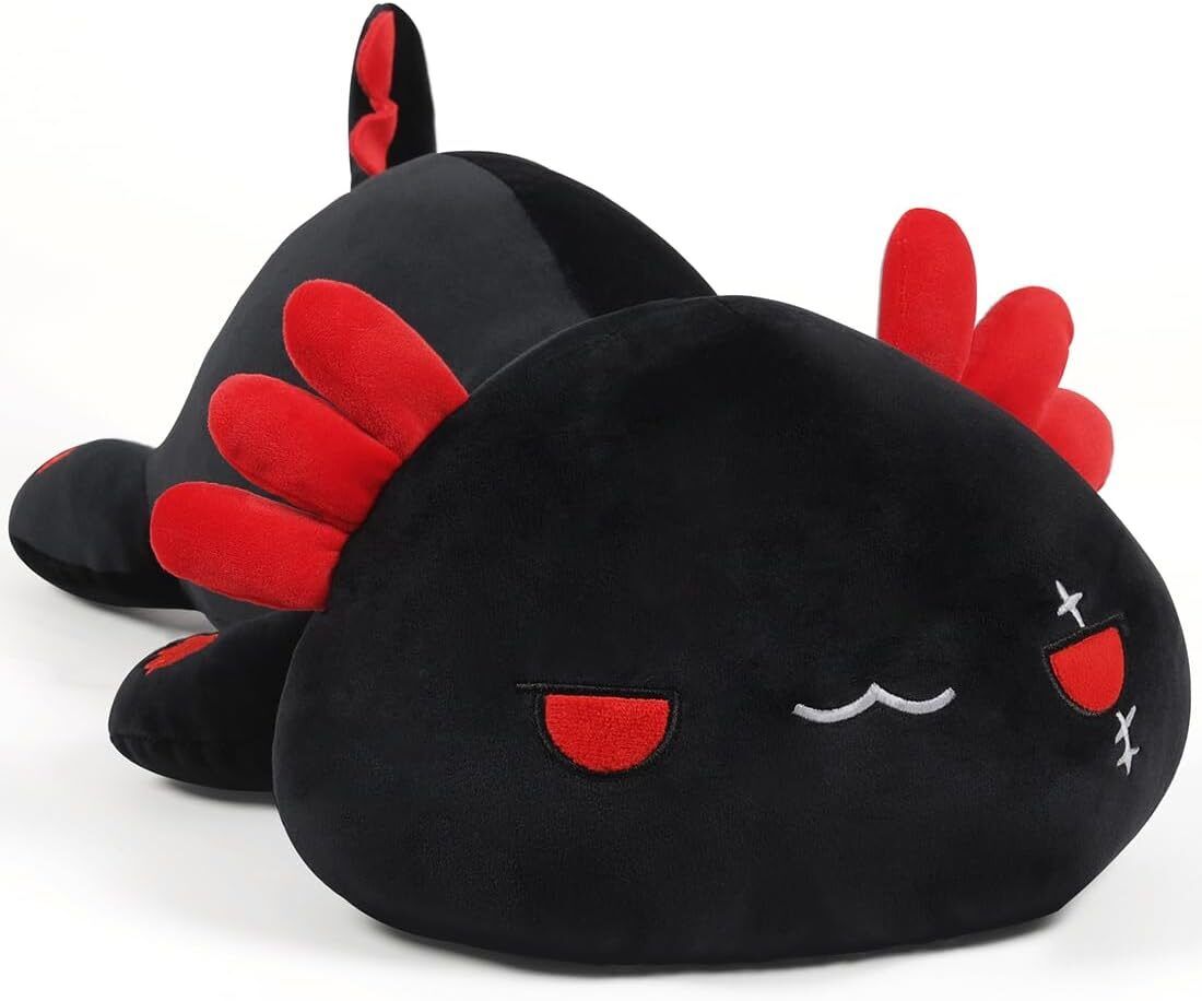 4eff5bc9f22ab89bfea1fd439dc0ca0a.jpg Adorable 12" Black Axolotl Plush Pillow - Soft Kawaii Stuffed Animal, Perfect Gift for Kids! - Image 1