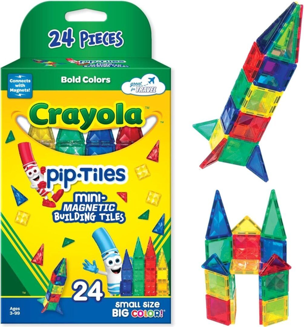 Crayola Mini Magnetic Pip-Tiles - 24-Piece Bold Color Building Set for Kids, Fun STEM Travel Toys for Ages 3+ - Image 1
