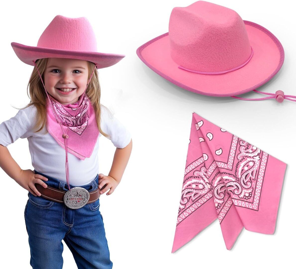 Adorable  Toddler Cowboy Hat with Blue Bandana - Perfect Gift for Ages 2-5, Ideal for Halloween, Birthdays, and Western Parties! - Image 1