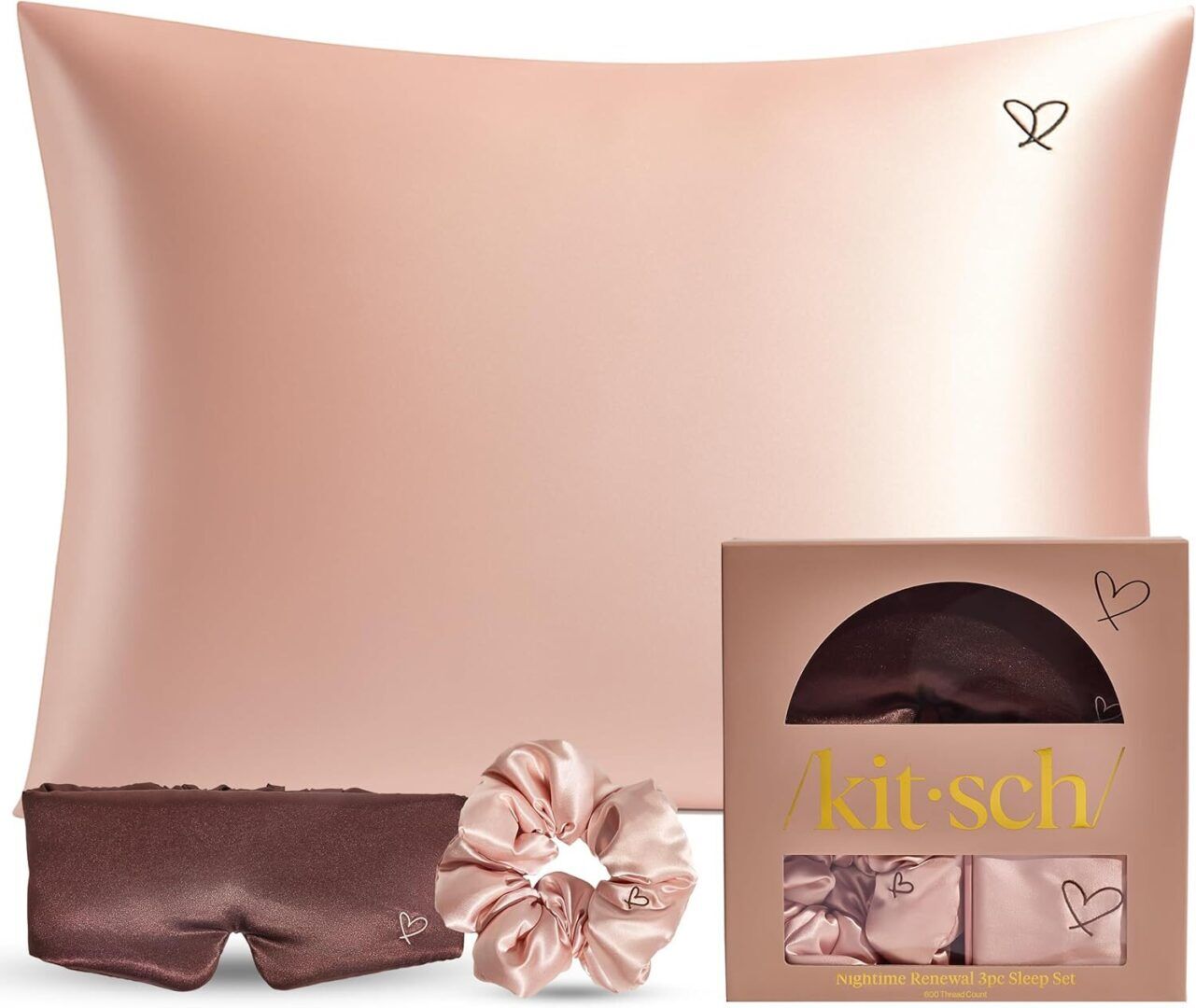 Luxurious  Night Time Renewal Sleep Set - Satin Pillowcase, No-Damage Hair Scrunchie & Eye Mask for Ultimate Beauty Sleep - Image 1