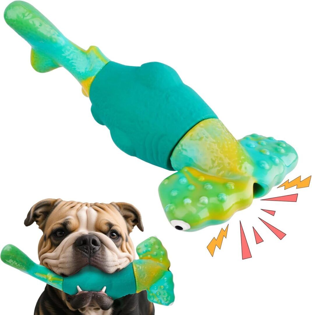 Durable Interactive Dog Toys for Aggressive Chewers - Squeaky Chew Toys for Large & Medium Breeds (Green) - Image 1