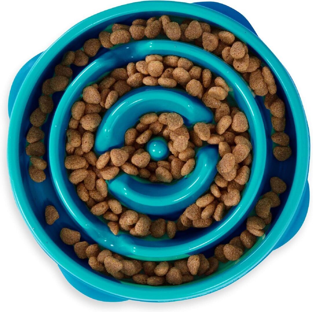 Medium Slow Feeder Bowl - Puzzle Maze Design for Fast Eaters, Non-Slip, BPA-Free, Perfect for Small to Medium Dogs, Aids Digestion & Prevents Bloat, Holds 2 Cups of Food, Stylish Turquoise Color - Image 1
